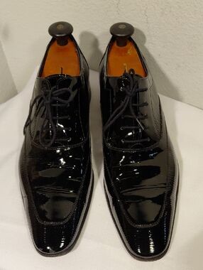 Men's Black Patent Lace-Up Dress Shoes